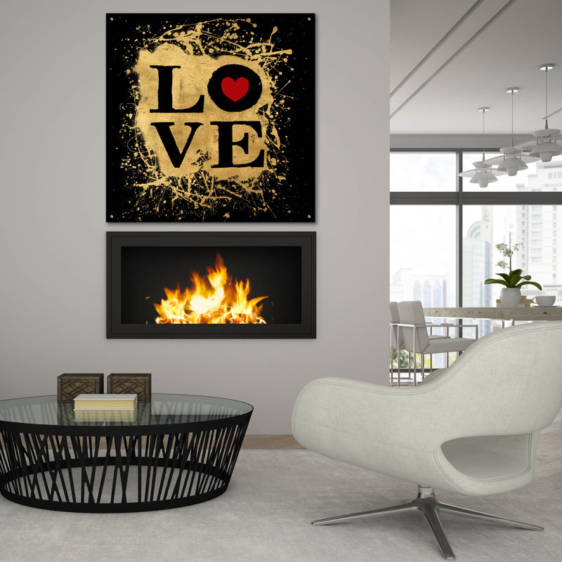 «Heart Of Gold 1v» par Art Licensing Studio, art mural en verre acrylique, H 36 po x l 36 po x P 0,2 po