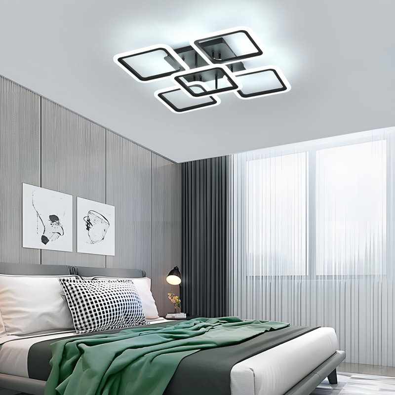Acrylic Modern Square-Shaped 5-Light LED Semi Flush Mount Light