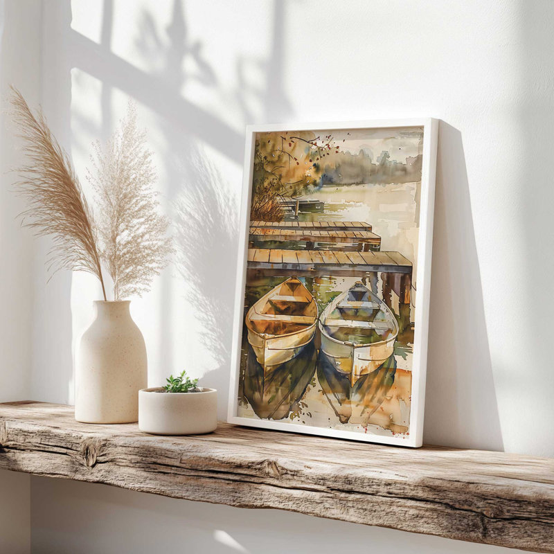 «Still Waters and Canoes», reproduction encadrée, H 11,25 po x l 9,25 po, Chrome poli