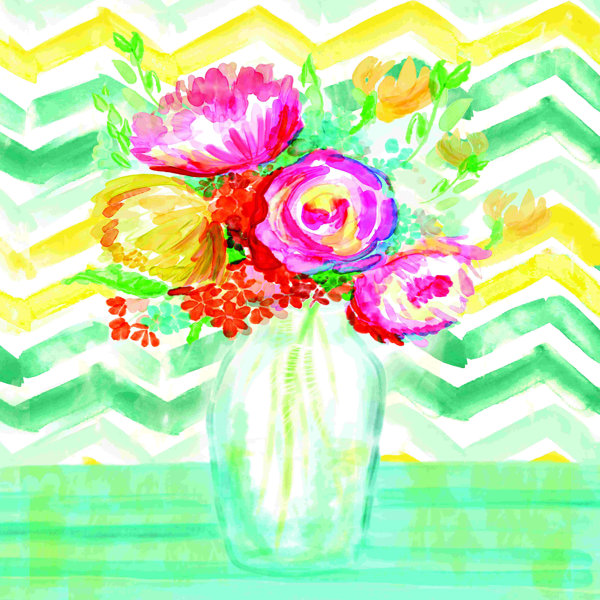 Simple Flowers Simple Vase - Wrapped Canvas Painting Winston Porter Size: 20 H x 20 W x 1.25 D