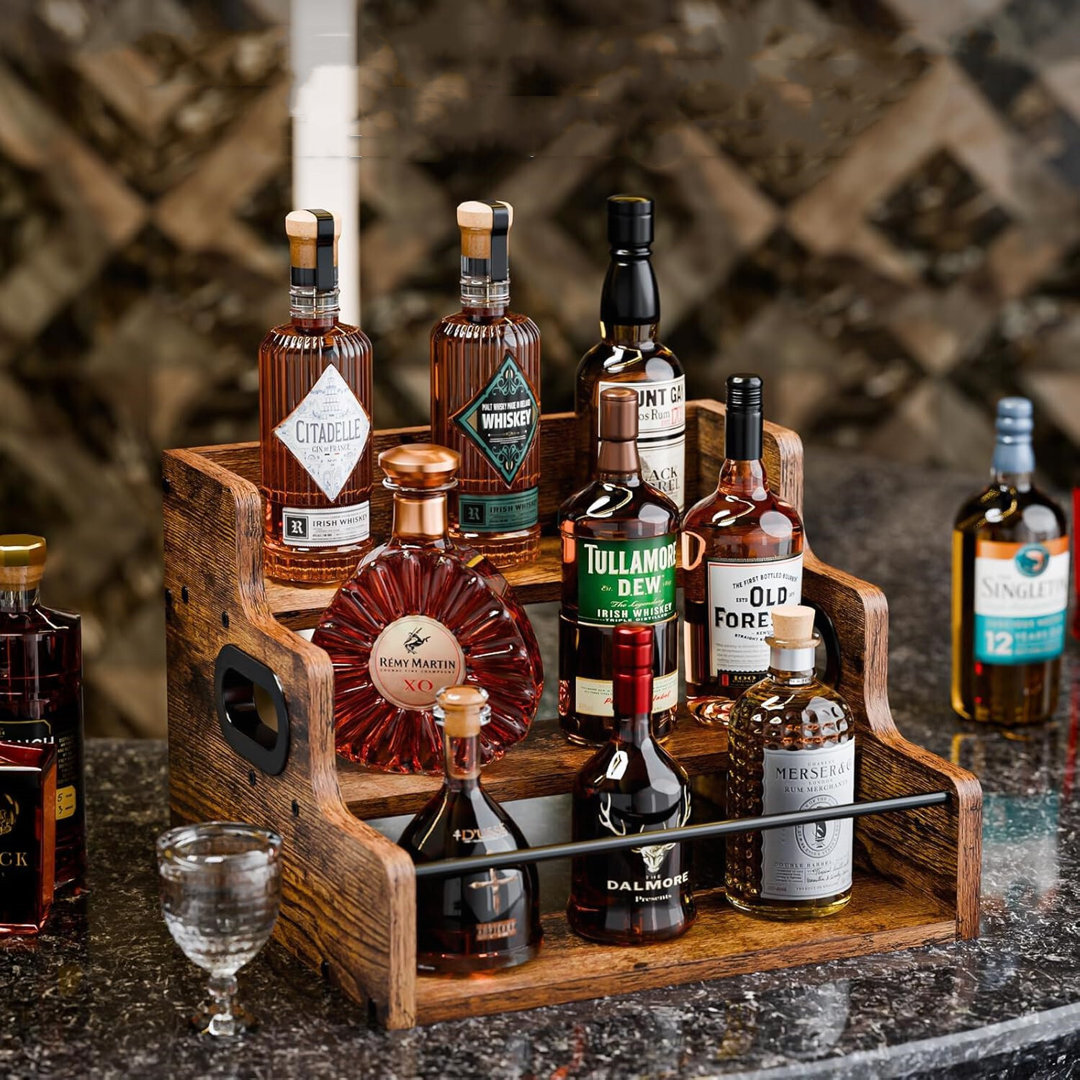 Solid Wood Tabletop Wine Bottle Rack Brown