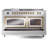 ILVE Nostalgie II Series Noblesse 60 inch Dual Fuel Range with 7 Sealed Burners, Griddle, Frenchtop (Glass Door)-112295592-112295595