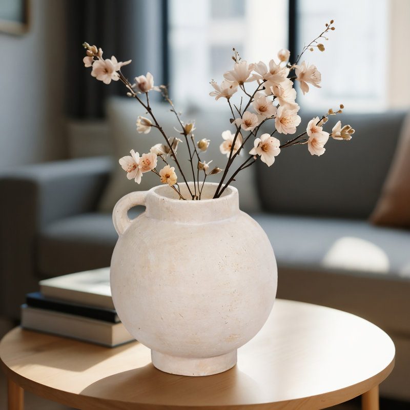 Handmade Ceramic / Porcelain Table Vase, White, Overall Height - 12"
