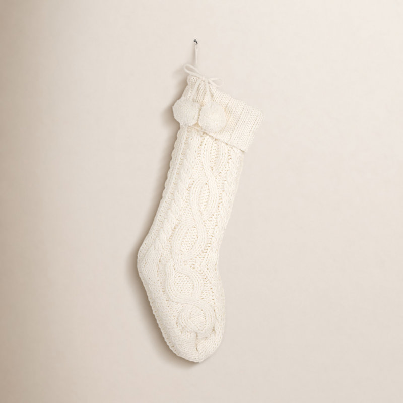 Chaussette de Noël tricotée, Blanc