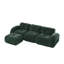Canapé moderne en forme de L en velours, ergonomique avec repose-pieds mobile, vert