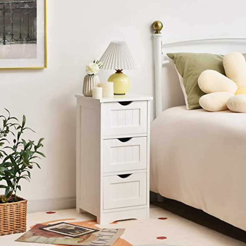 White MDF Freestanding Bathroom Cabinet with 3 Drawers