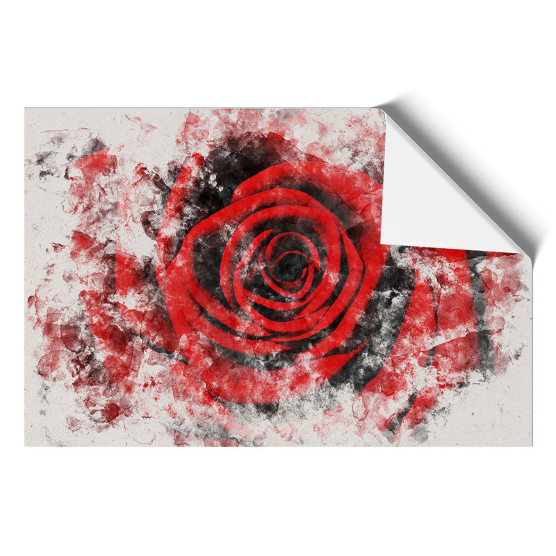 Red Rose Flower Watercolour - Frameless Print, 59cm H x 84cm W x 0.1cm D