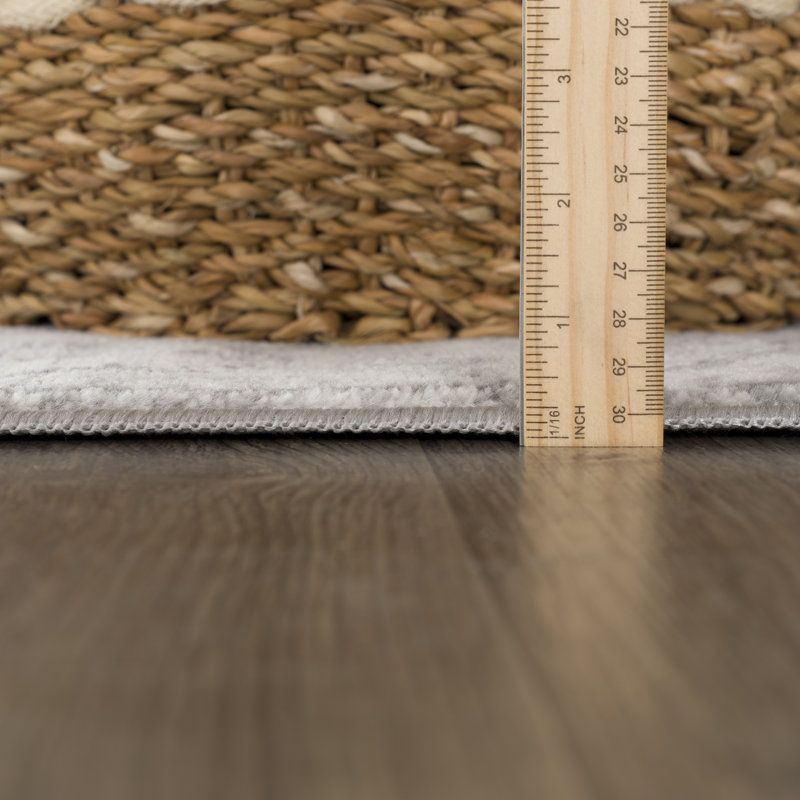 Tapis traditionnel gris clair, gris foncé et beige Eckelman, Rectangle 3 pi 11 po x 5 pi 7 po
