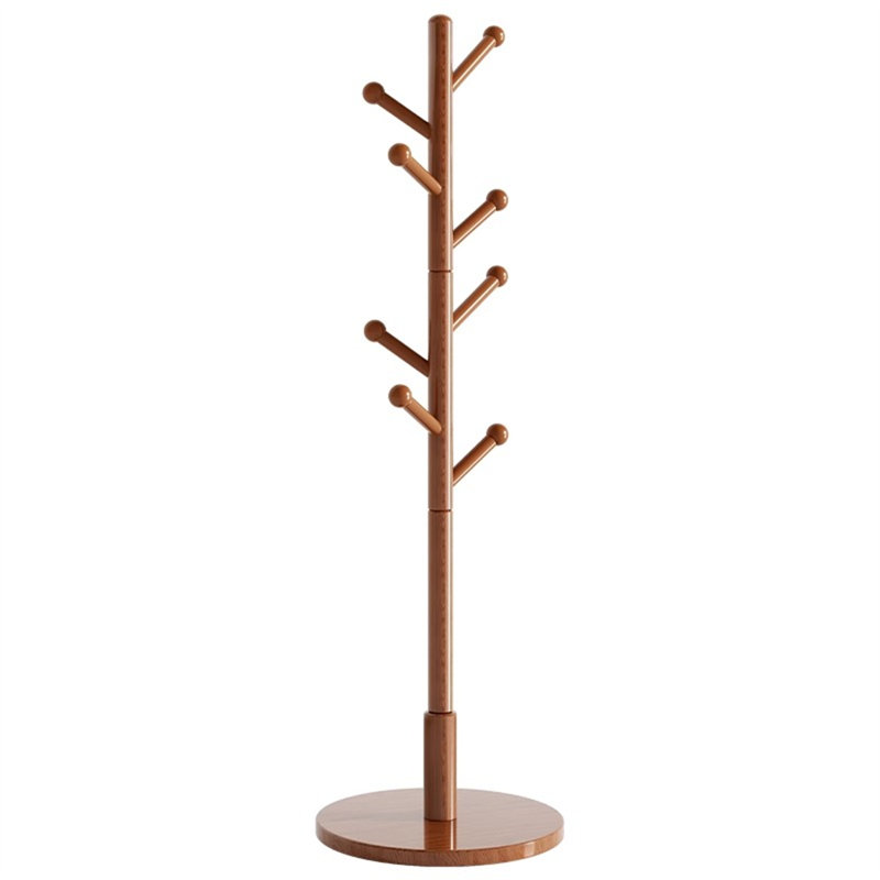 Classic Solid Wood Clothes And Hat Stand, Brown