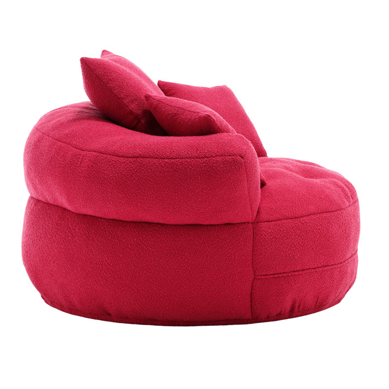 Chenille simple, fauteuil-lit moelleux pour les espaces de vie, aucun assemblage requis, housse amovible, éponge à haute résilience, conception peu encombrante, trois coussins assortis, éponge de couleur rose rouge