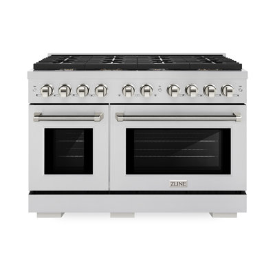 ZLINE Autograph 48 in. Paramount Dual Fuel Range in Stainless Steel with Nickel Helix Handles