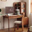 Bureau rectangulaire brun en bois massif avec 3 tiroirs-121081214