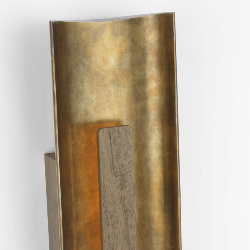 Anne-Marie Barton Remi 18" Sconce, Mottled Brass/Warm Walnut