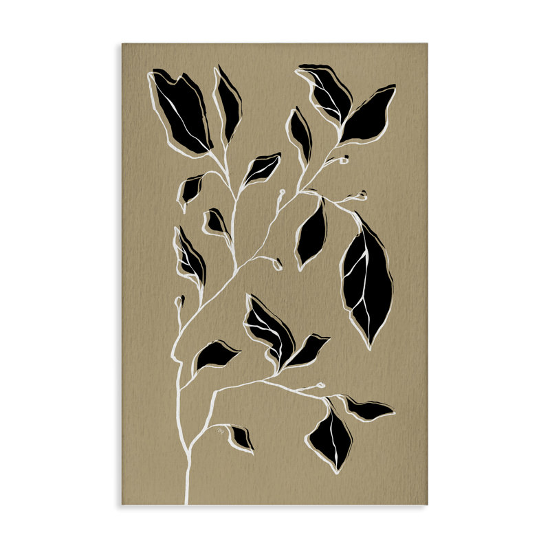 Art mural contemporain sur toile de plante sèche, design par Martina Pavlova, H 16 po x l 24 po