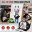 Sac à outils robuste de 40 cm avec étuis amovibles - Sac à outils en polyester 2 couches avec base en caoutchouc imperméable, noir avec accents rouges - Organisateur d'outils professionnel pour outils à main