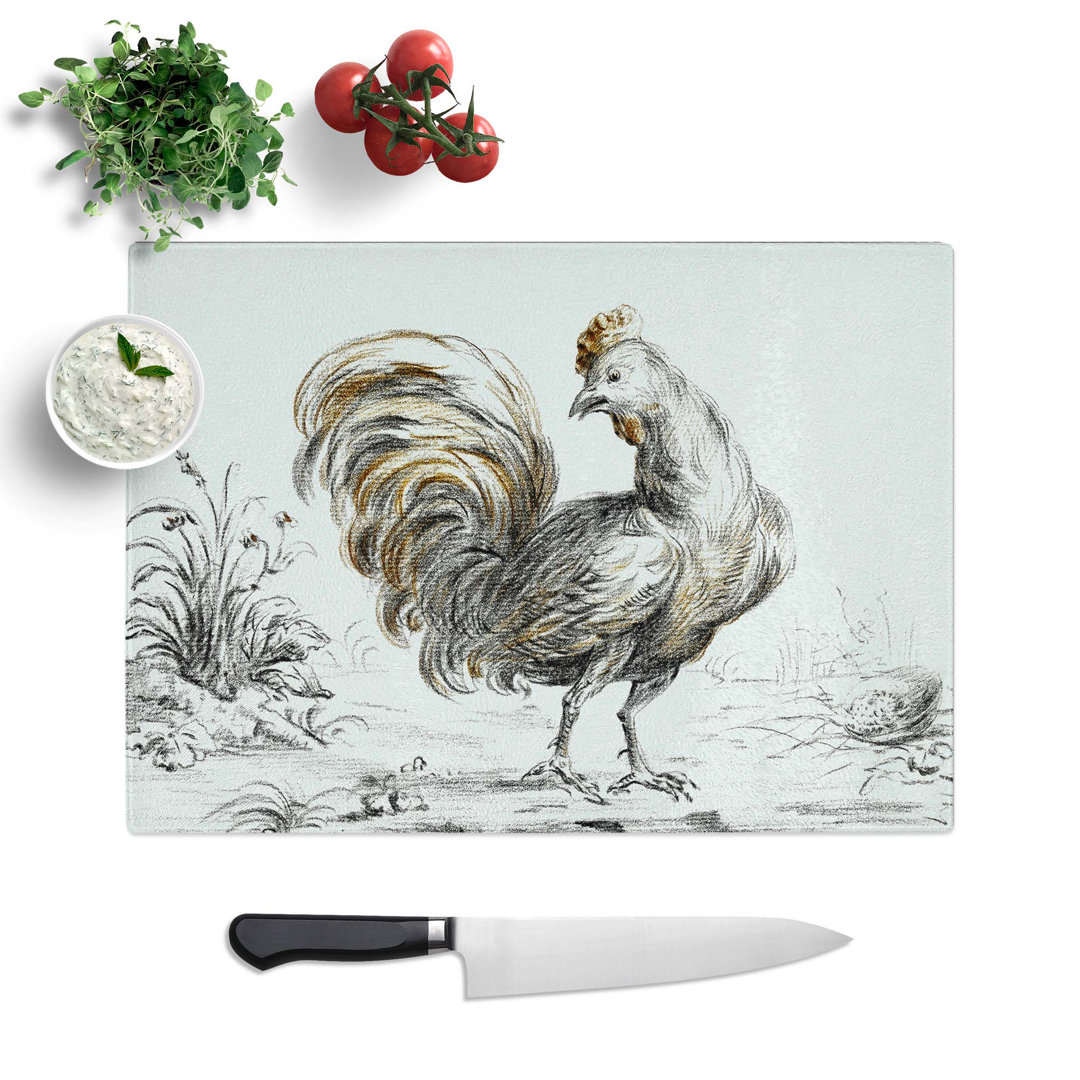 Tempered Glass Rooster by Jean Bernard Chopping Board