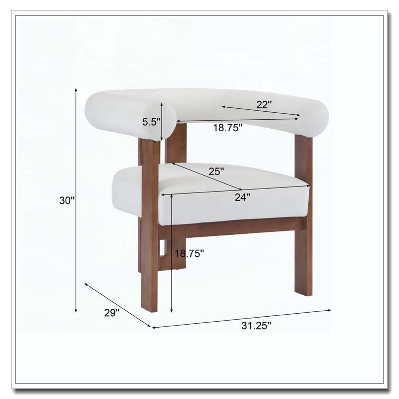Fauteuil d'appoint rembourré en velours, Beige