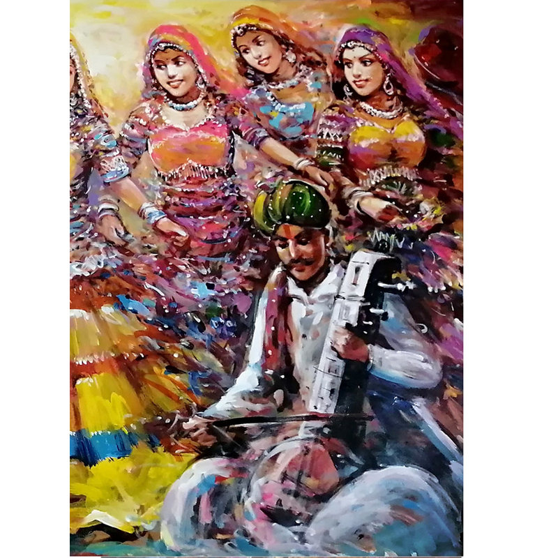 «Women Performing On Desert Festival» | Acrylique sur toile