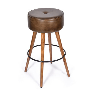 Upholstered Counter Stool with Solid Wood Frame