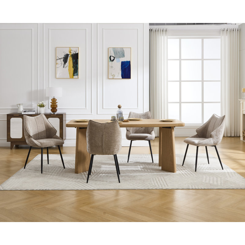 Modern Upholstered Armless Dining Side Chair, Contemporary Curved Back Accent Chair with Sturdy Steel Metal Legs, Ergonomic Dining Room Chair for Kitchen Living Room