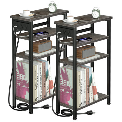 Ensemble de 2 tables d'appoint 24,4 po à 4 niveaux avec station de charge