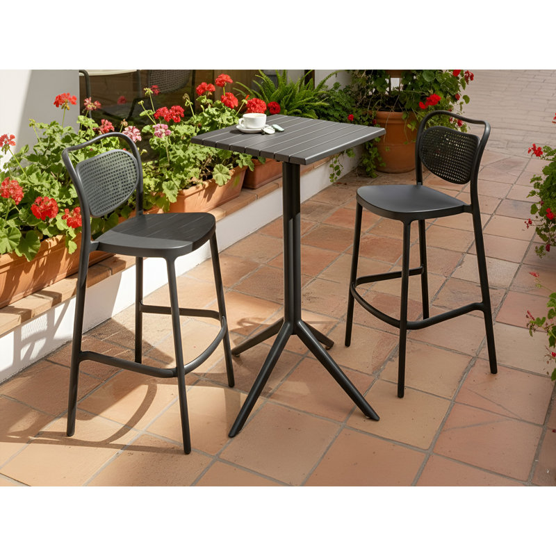 Square Outdoor Bar Table , 60cm cm W 60cm cm D, Black