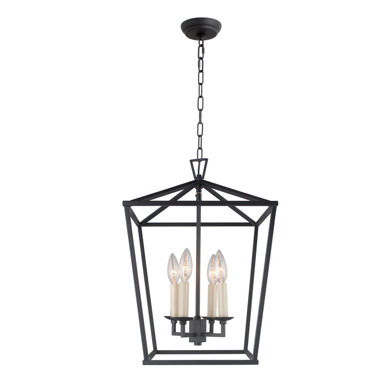 Lustre géométrique à 4 lumières Neslisah, Fer vieilli, H 60,4 po x l 16,9 po x P 16,9 po