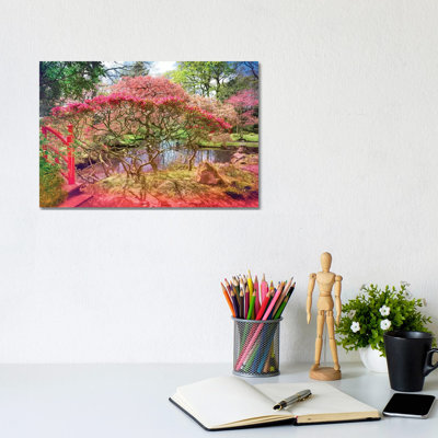 Japanese Garden And Pond by Beli - Wrapped Canvas Print