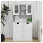 Armoire à linge basculante à deux compartiments avec étagères réglables - Meuble de rangement de salle de bain en MDF blanc