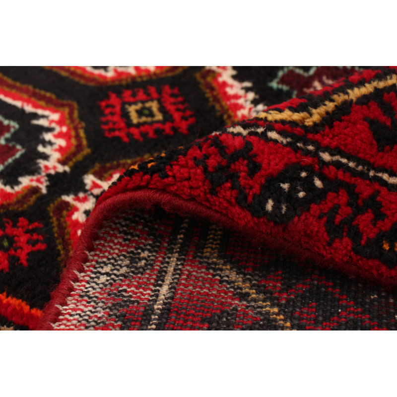 Tapis en laine rouge foncé 3 pi 1 po x 6 pi 4 po one-of-kind sud-ouest-noué la