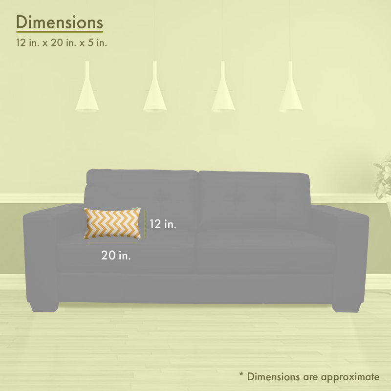 Yellow Chevron Pattern Indoor/Outdoor Rectangular Throw Pillow