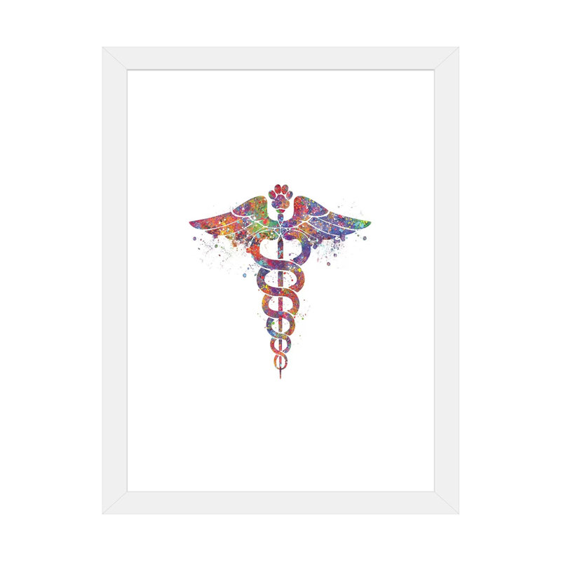 «Caduceus Vet Paw» - Impression, H 32 po x l 24 po x P 1 po, Papier blanc