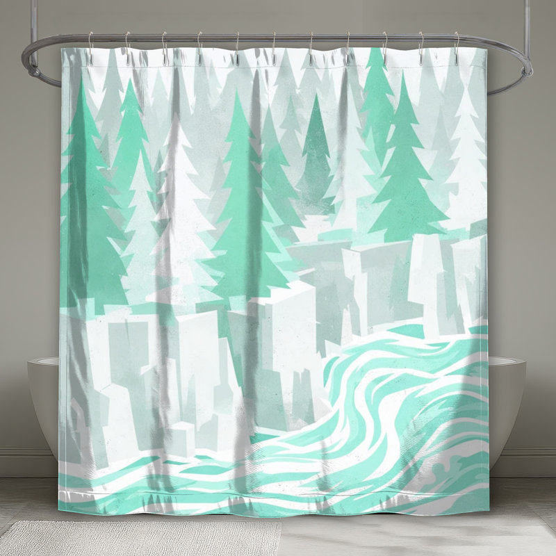 Rideaux de douche Pine River, L 70 po x H 84 po, Vert moyen / gris clair 2
