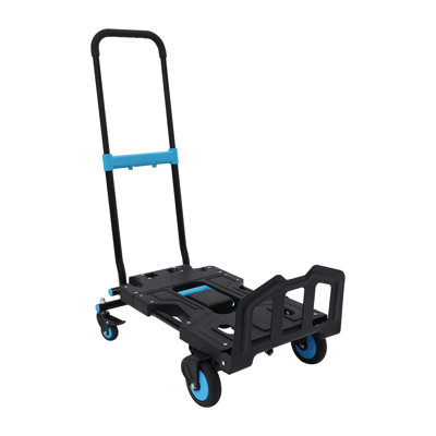 2-in-1 Folding Hand Truck & Utility Cart, 330 lbs Heavy Duty Aluminum Alloy Convertible Luggage Trolley with TPR Wheels for Camping & Moving