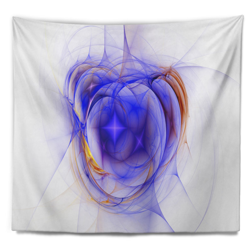 Tapisserie abstraite bleue brillante étoile nébuleuse, H 32 po x l 39 po