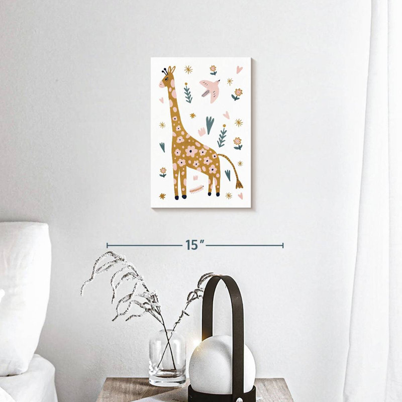 Adorable girafe scandinave sur toile, H 12 po x l 8 po x P 1 po