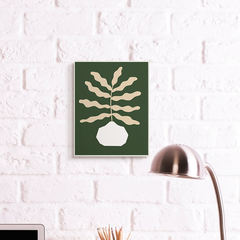 «Minimal Potting Plant Yellow Foliage over Green» par Victoria Barnes - impression, H 15 po x l 10 po, Plaque murale