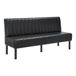 72"L x 36"H  Single Booth with Black Upholstered Seat, Vertical Channel Backrest