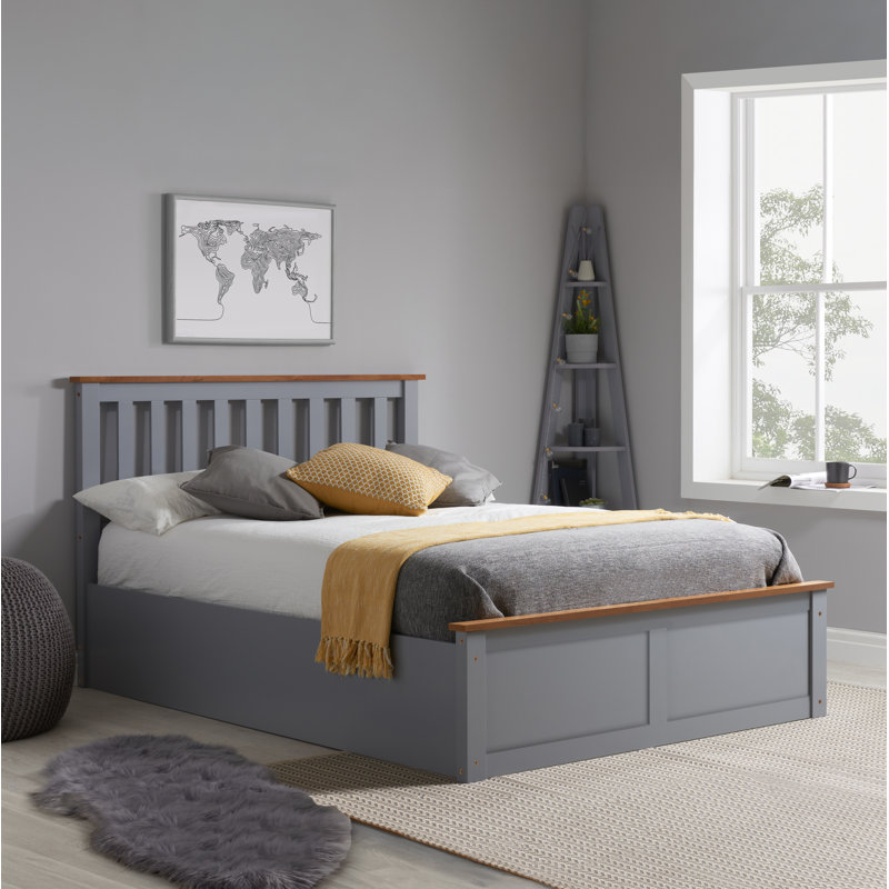 Ottoman Storage Bed With Sprung Mattress, King Size (5'), Stone Grey