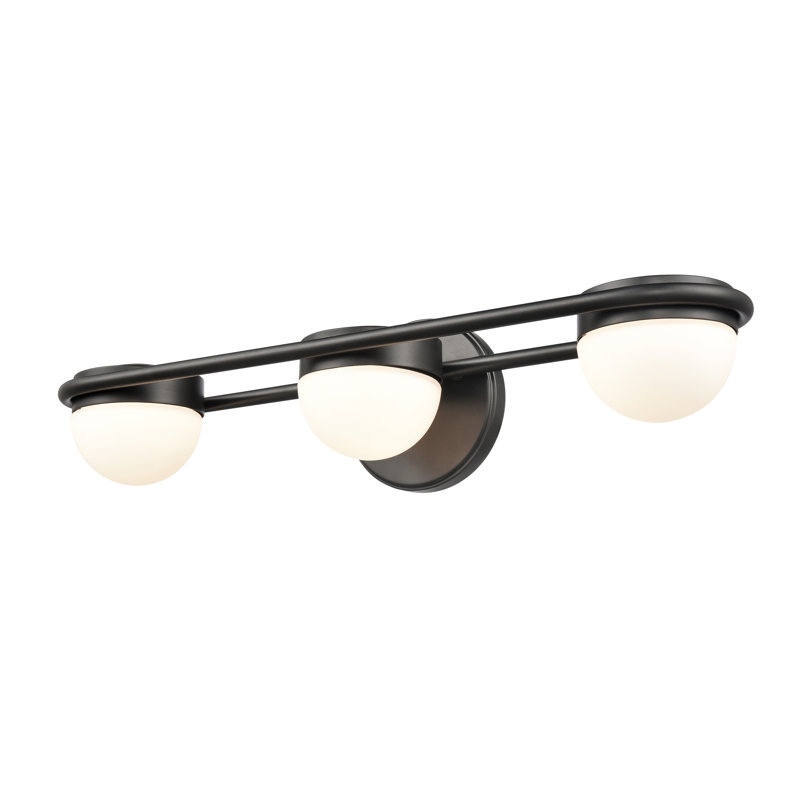 Éclairage pour salle de bain 3 lumières Cinderford - 22 po - noir mat, H 5 po x l 22 po x P 6 po, Trois lumières, 15W