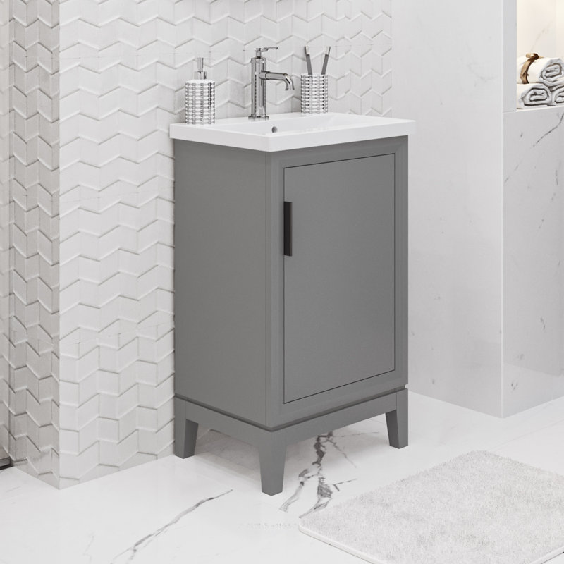 Ensemble de meuble-lavabo simple 21 po Finkbeiner, Gris cachemire, Noir mat