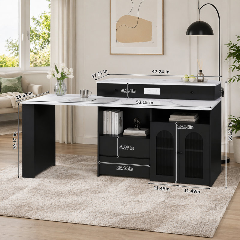 Îlot de cuisine avec table rotative et extensible