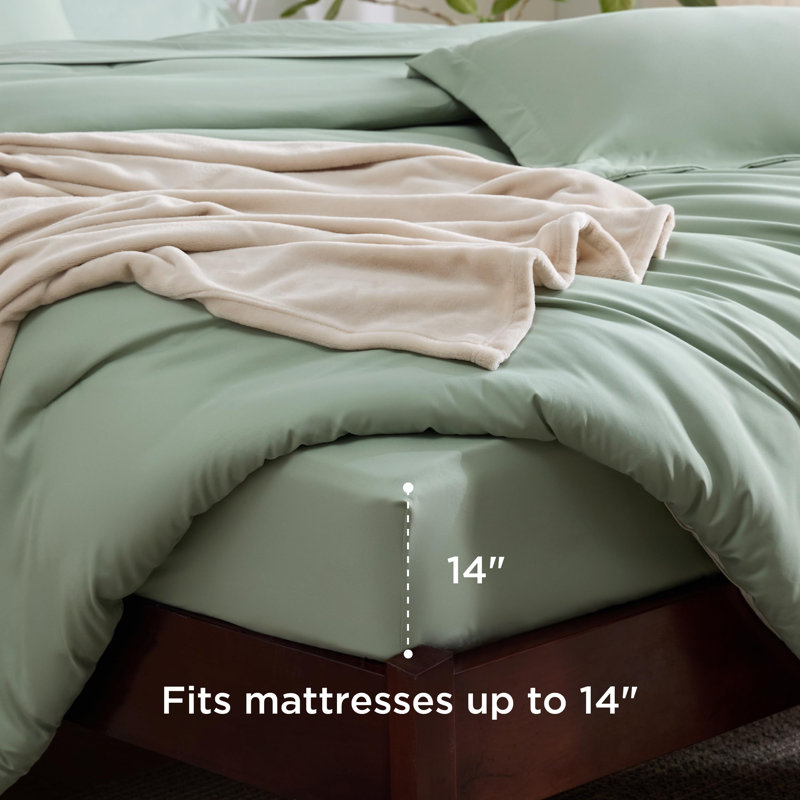 Ensemble de literie prélavé avec literie en microfibre douce, Édredon double et 5 pièces supplémentaires