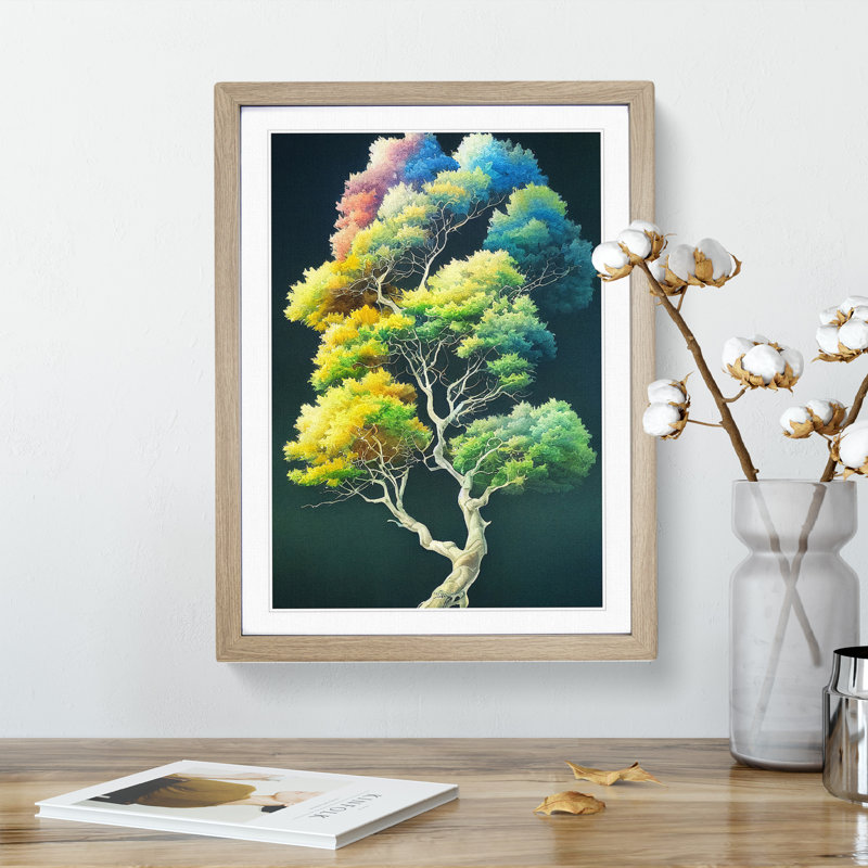 Awesome Tree No.3 - Single Picture Frame Painting, 34cm H x 25cm W x 2cm D, Oak Framed