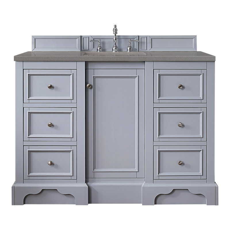 De Soto 48'' W Single Vanity, Bright White, Carrara White Marble, 8" Widespread