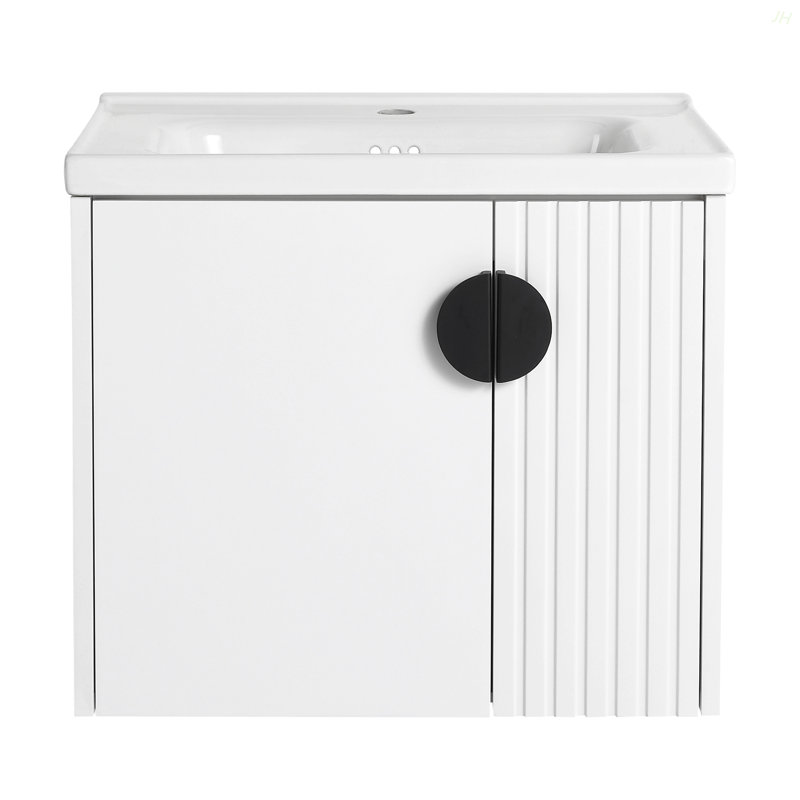 24 Inch Bathroom Vanity With Sink, For Small Bathroom, Bathroom Vanity With Soft Close Door, 24", White