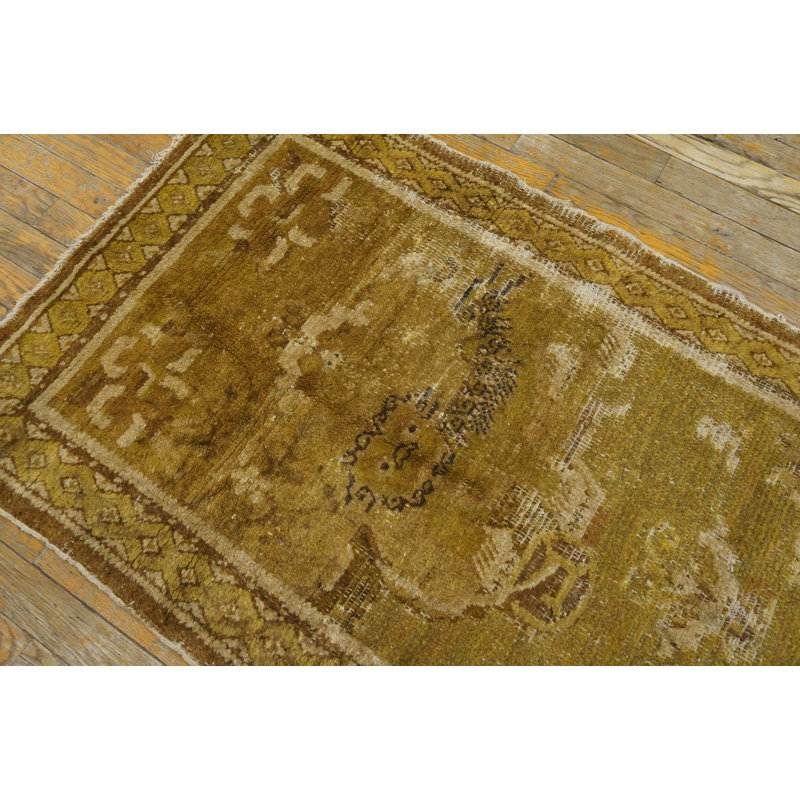 Antique Tibetan Chinese Floral Knotted Rug