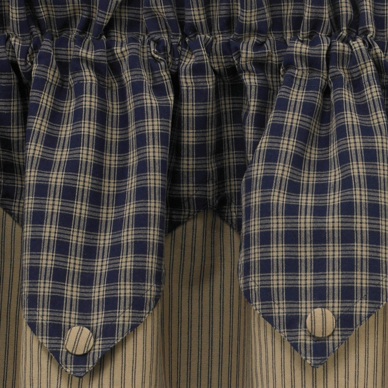 Avriana Cotton Plaid Tailored Window Valance, Blue