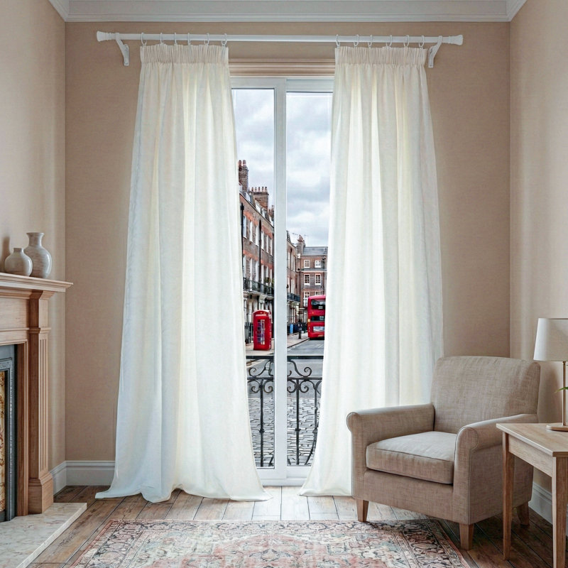 Faux Linen Semi Sheer Curtain, 140 cm Width x 160 cm Drop