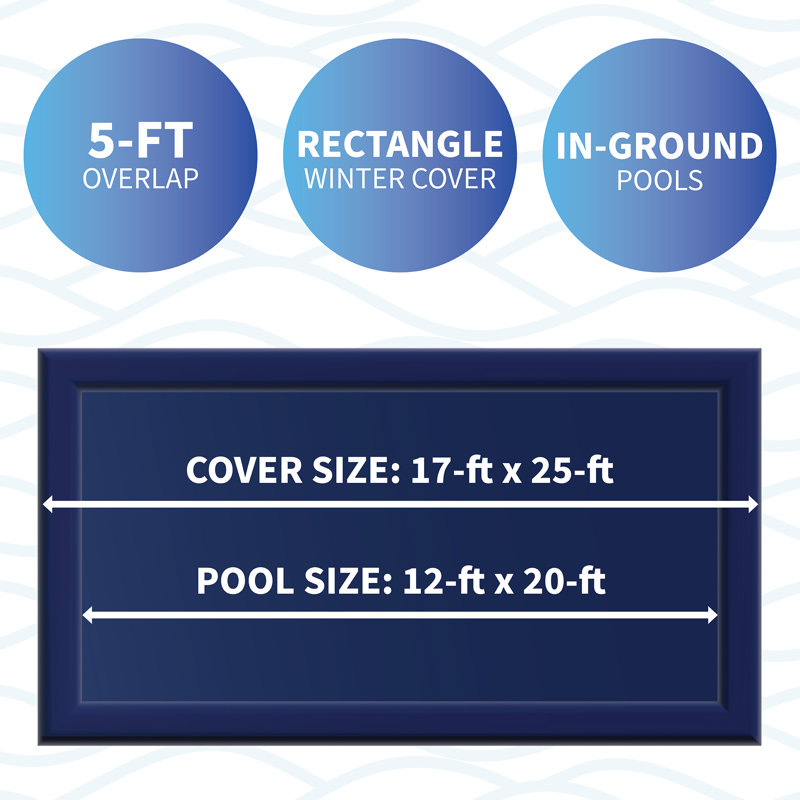 Couverture hivernale rectangulaire pour piscine creusée 8 ans, 12 pi x 20 pi